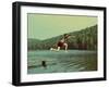 Boy Jumping in Lake at Summer Vacations - Vintage Retro Style-Kokhanchikov-Framed Photographic Print
