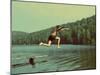 Boy Jumping in Lake at Summer Vacations - Vintage Retro Style-Kokhanchikov-Mounted Photographic Print