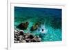 Boy Jumping into the Sea from the Left-Thomas Bernd-Framed Photographic Print