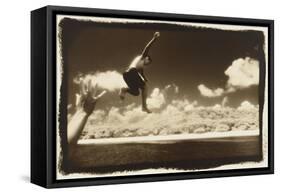 Boy Jumping off boat, Australia-Theo Westenberger-Framed Stretched Canvas