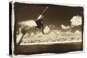 Boy Jumping off boat, Australia-Theo Westenberger-Stretched Canvas