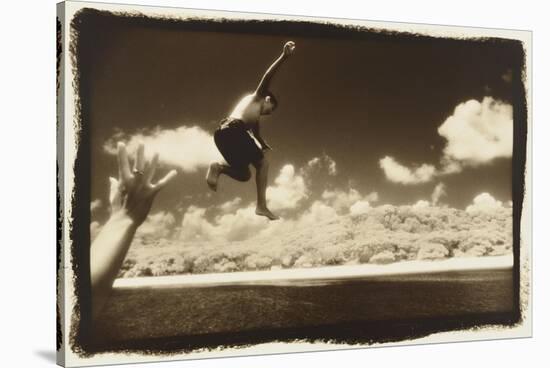 Boy Jumping off boat, Australia-Theo Westenberger-Stretched Canvas