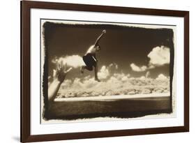 Boy Jumping off boat, Australia-Theo Westenberger-Framed Premium Giclee Print