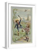 Boy Killing a Bird with a Sling-null-Framed Giclee Print