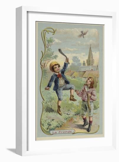 Boy Killing a Bird with a Sling-null-Framed Giclee Print