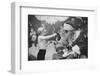 Boy Kissing African American Santa Claus in Unidentified Department Store. 1970-Ralph Morse-Framed Photographic Print