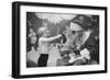 Boy Kissing African American Santa Claus in Unidentified Department Store. 1970-Ralph Morse-Framed Photographic Print