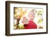 Boy Laughing and Holding a Stone with the Word Laugh. Instagram Effect-soupstock-Framed Photographic Print