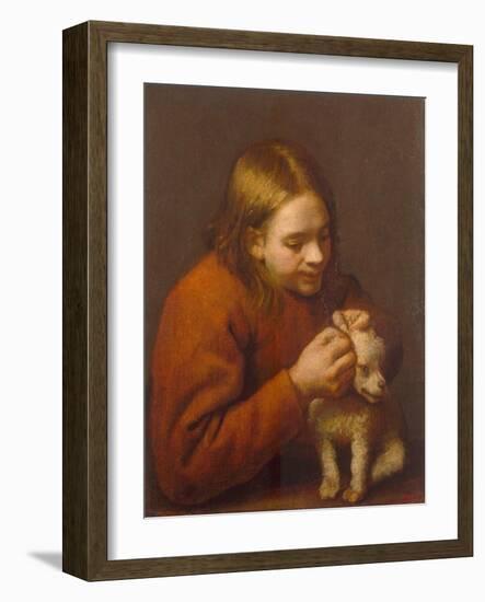 Boy Looking for Fleas on a Dog, 1650-Pedro Nuñez de Villavicencio-Framed Giclee Print