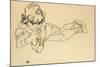 Boy Lying on His Stomach, 1918-Egon Schiele-Mounted Premium Giclee Print