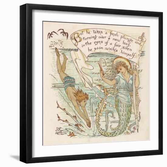 Boy Meets Mermaid-Walter Crane-Framed Art Print