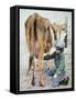 Boy Milking Cow-Nora Hernandez-Framed Stretched Canvas