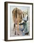 Boy Milking Cow-Nora Hernandez-Framed Giclee Print