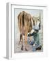 Boy Milking Cow-Nora Hernandez-Framed Giclee Print