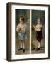 Boy Modeling in Pale Blue Satin and Brown Velvet with Lace accents from La Grande Maison-Henri Manuel-Framed Photographic Print