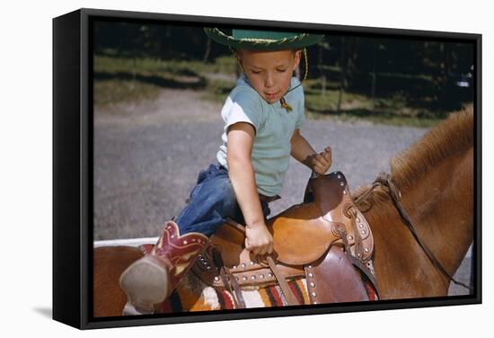 Boy Mounting Horse-William P. Gottlieb-Framed Stretched Canvas