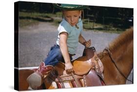 Boy Mounting Horse-William P. Gottlieb-Stretched Canvas