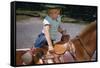 Boy Mounting Horse-William P. Gottlieb-Framed Stretched Canvas