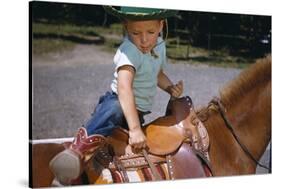 Boy Mounting Horse-William P. Gottlieb-Stretched Canvas