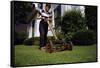 Boy Mowing Lawn-William P. Gottlieb-Framed Stretched Canvas