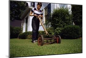 Boy Mowing Lawn-William P. Gottlieb-Mounted Photographic Print
