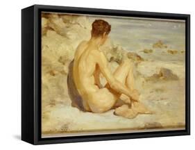 Boy on a Beach, 1912-Henry Scott Tuke-Framed Stretched Canvas