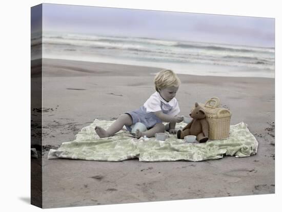 Boy on Beach-Nora Hernandez-Stretched Canvas