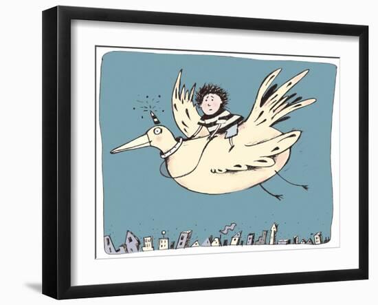 Boy on Bird-Carla Martell-Framed Giclee Print