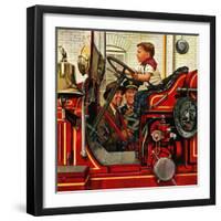 "Boy on Fire Truck", November 14, 1953-Stevan Dohanos-Framed Giclee Print