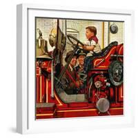 "Boy on Fire Truck", November 14, 1953-Stevan Dohanos-Framed Giclee Print