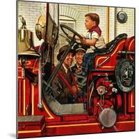 "Boy on Fire Truck", November 14, 1953-Stevan Dohanos-Mounted Giclee Print