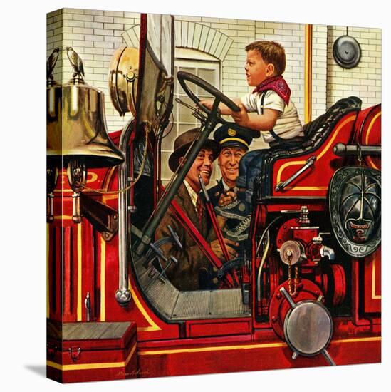 "Boy on Fire Truck", November 14, 1953-Stevan Dohanos-Stretched Canvas