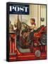 "Boy on Fire Truck" Saturday Evening Post Cover, November 14, 1953-Stevan Dohanos-Framed Stretched Canvas