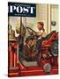 "Boy on Fire Truck" Saturday Evening Post Cover, November 14, 1953-Stevan Dohanos-Stretched Canvas