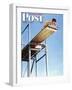 "Boy on High Dive" Saturday Evening Post Cover, August 16,1947-Norman Rockwell-Framed Giclee Print