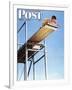 "Boy on High Dive" Saturday Evening Post Cover, August 16,1947-Norman Rockwell-Framed Giclee Print