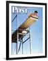 "Boy on High Dive" Saturday Evening Post Cover, August 16,1947-Norman Rockwell-Framed Giclee Print