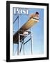 "Boy on High Dive" Saturday Evening Post Cover, August 16,1947-Norman Rockwell-Framed Giclee Print