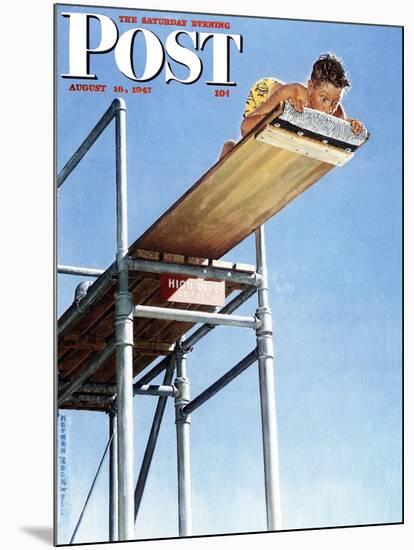 "Boy on High Dive" Saturday Evening Post Cover, August 16,1947-Norman Rockwell-Mounted Giclee Print