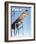 "Boy on High Dive" Saturday Evening Post Cover, August 16,1947-Norman Rockwell-Framed Giclee Print