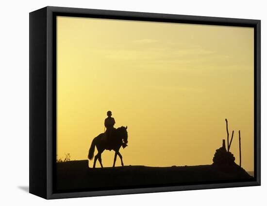 Boy on Horseback at the Beach Village of M! Ncora, in Northern Peru-Andrew Watson-Framed Stretched Canvas