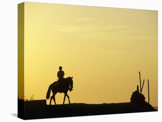 Boy on Horseback at the Beach Village of M! Ncora, in Northern Peru-Andrew Watson-Stretched Canvas