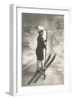 Boy on Skis on Country Road-null-Framed Art Print