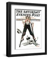 "Boy on Stilts" Saturday Evening Post Cover, October 4,1919-Norman Rockwell-Framed Giclee Print