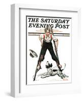 "Boy on Stilts" Saturday Evening Post Cover, October 4,1919-Norman Rockwell-Framed Giclee Print