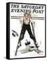 "Boy on Stilts" Saturday Evening Post Cover, October 4,1919-Norman Rockwell-Framed Stretched Canvas