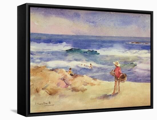 Boy on the Sand-Joaquín Sorolla y Bastida-Framed Stretched Canvas