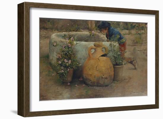 Boy Peering Into a Well, 1889-Belmiro Barbosa De Almeida-Framed Giclee Print