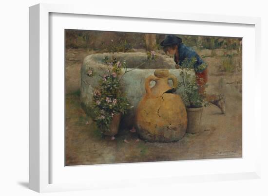 Boy Peering Into a Well, 1889-Belmiro Barbosa De Almeida-Framed Giclee Print