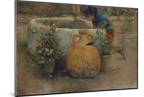 Boy Peering Into a Well, 1889-Belmiro Barbosa De Almeida-Mounted Giclee Print